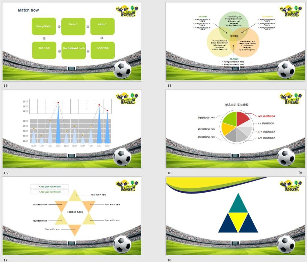 足球世界杯PPT模板-足球比赛PPT模板