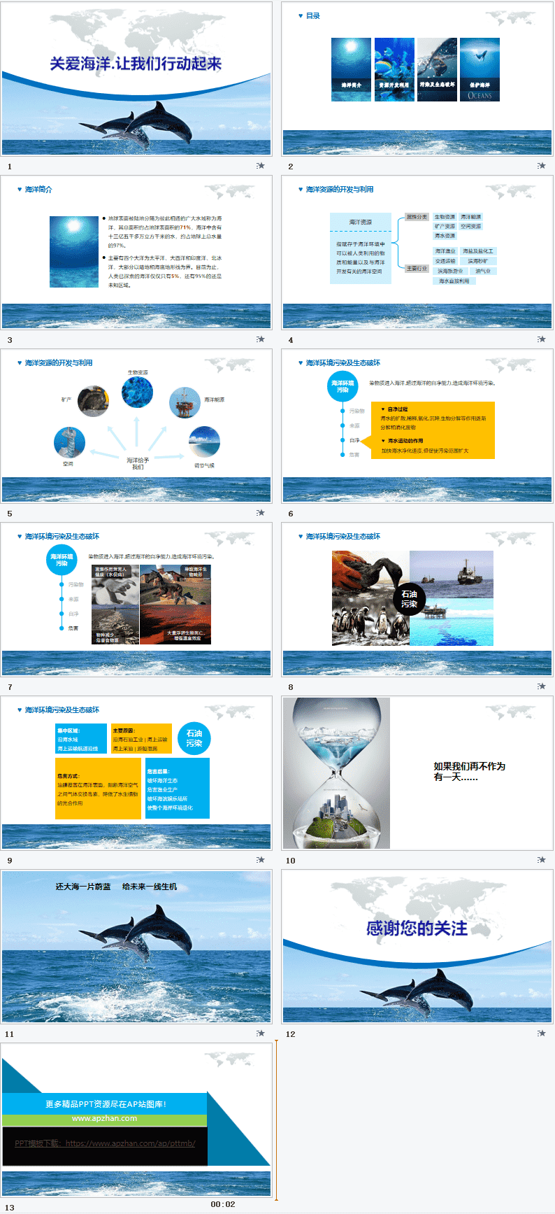 海洋环境保护主题宣传PPT模板