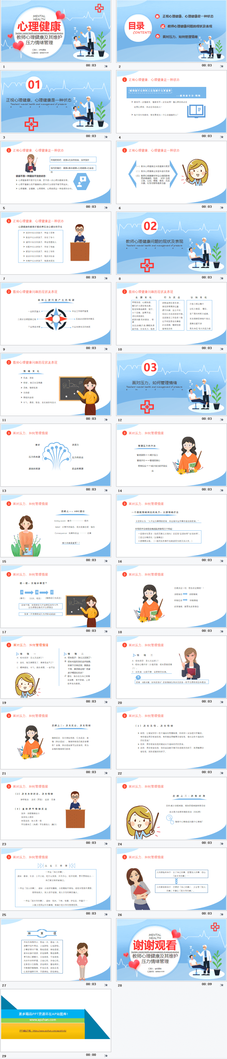 教师心理健康压力情绪管理PPT模板